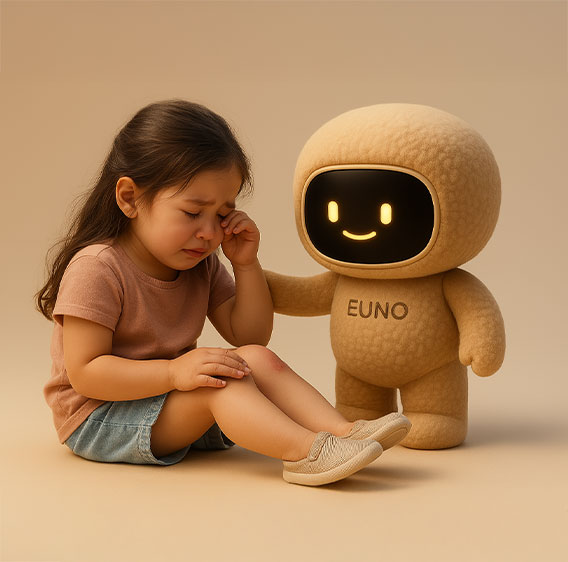 Euno réconforte les enfants